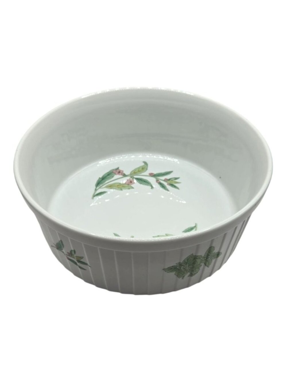 Herbs & Spices by Shafford Lrg Porcelain Baking Dish Souffle Floral 9" Diameter